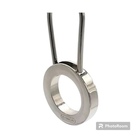 Coach Vintage black enamel pinch lock locket keychain FOB purse charm. NWOT - Picture 6 of 7